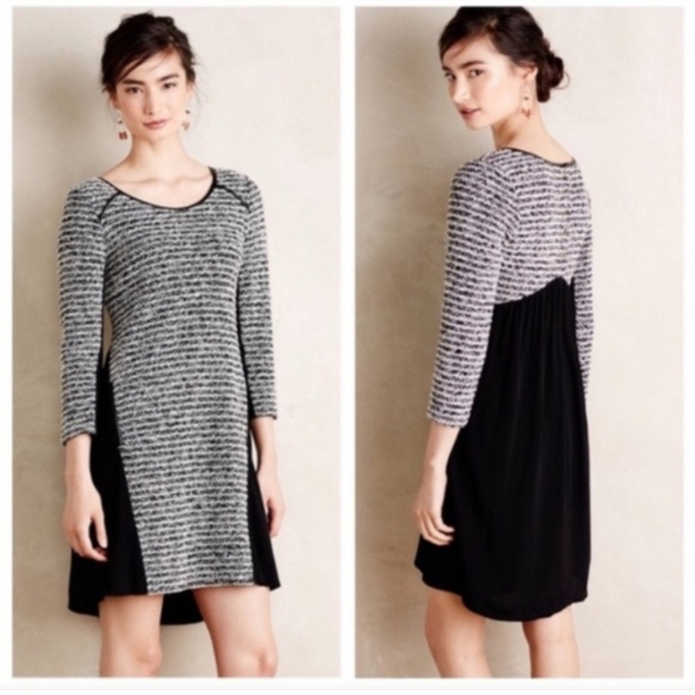 Anthropologie Maeve Boucle Tweed Knit Swing Dress, Size XSP